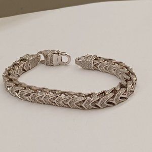 925 Sterling Silver Men Franco Bracelet